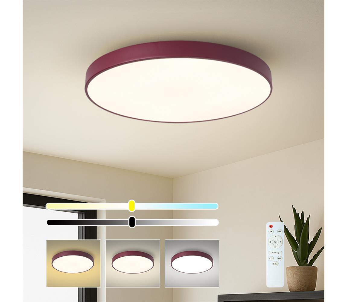 Brilagi-LED Stmievateľné stropné svietidlo POOL LED/60W/230V 3000-6000K 60 cm bordó + diaľkové ovládanie BRI705