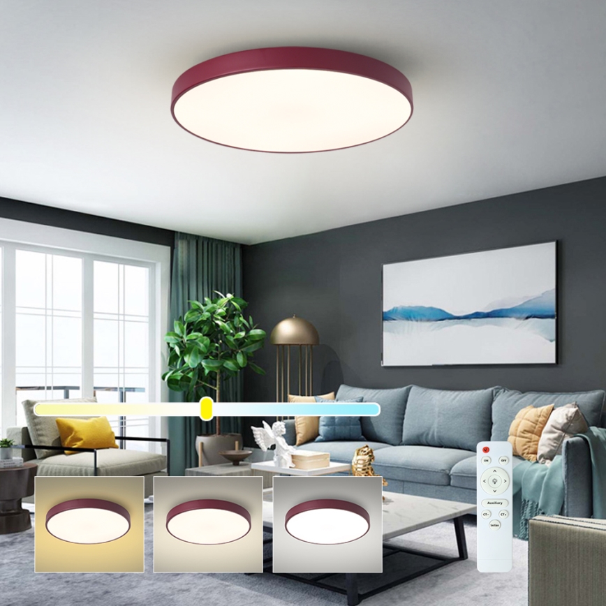 Brilagi - LED stmievateľné stropné svietidlo POOL LED/60W/230V 3000–6000K pr. 60 cm burgundské + diaľkové ovládanie