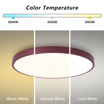 Brilagi - LED stmievateľné stropné svietidlo POOL LED/60W/230V 3000–6000K pr. 60 cm burgundské + diaľkové ovládanie