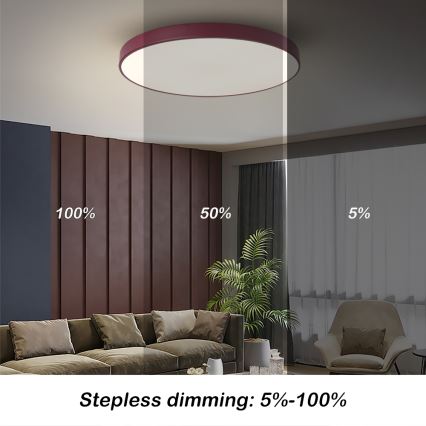 Brilagi - LED stmievateľné stropné svietidlo POOL LED/60W/230V 3000–6000K pr. 60 cm burgundské + diaľkové ovládanie
