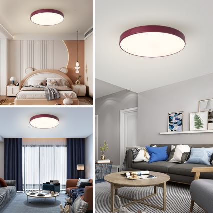 Brilagi - LED stmievateľné stropné svietidlo POOL LED/60W/230V 3000–6000K pr. 60 cm burgundské + diaľkové ovládanie