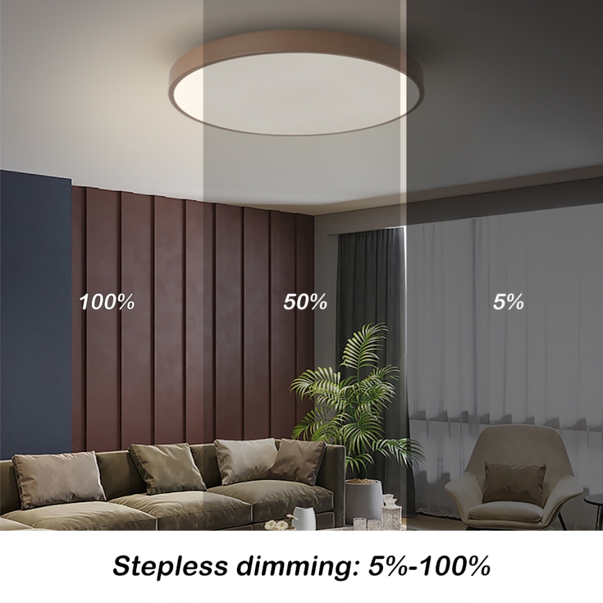 Brilagi - Stmievateľné LED stropné svietidlo POOL LED/60W/230V 3000-6000K pr. 60 cm hnedé + diaľkové ovládanie