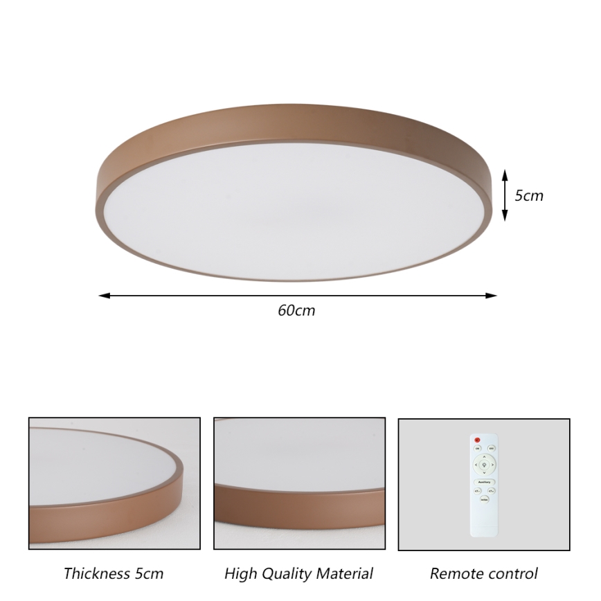 Brilagi - Stmievateľné LED stropné svietidlo POOL LED/60W/230V 3000-6000K pr. 60 cm hnedé + diaľkové ovládanie