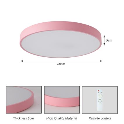 Brilagi - LED stmievateľné stropné svietidlo POOL LED/60W/230V 3000-6000K pr. 60 cm ružové + diaľkové ovládanie