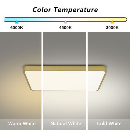 Brilagi - LED Stmievateľné stropné svietidlo POOL SQUARE LED/36W/230V 3000-6000K 40x40 cm zlatá + diaľkové ovládanie