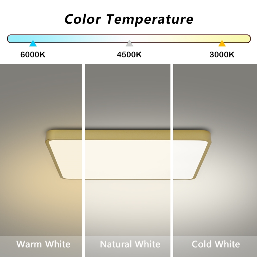 Brilagi - LED Stmievateľné stropné svietidlo POOL SQUARE LED/36W/230V 3000-6000K 40x40 cm zlatá + diaľkové ovládanie