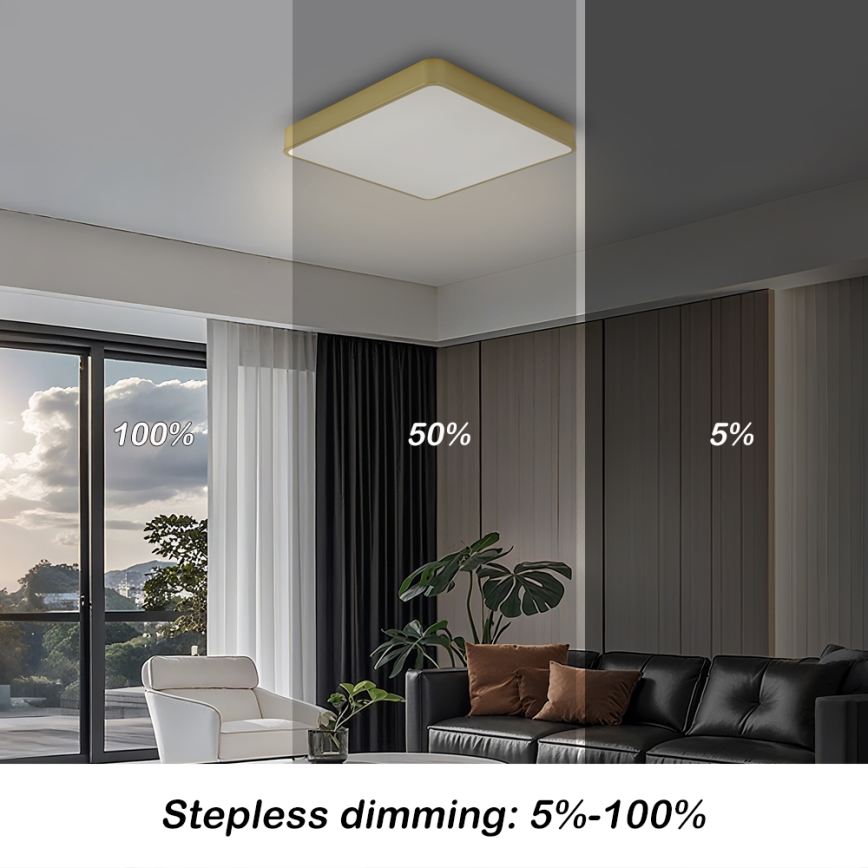Brilagi - LED Stmievateľné stropné svietidlo POOL SQUARE LED/36W/230V 3000-6000K 40x40 cm zlatá + diaľkové ovládanie
