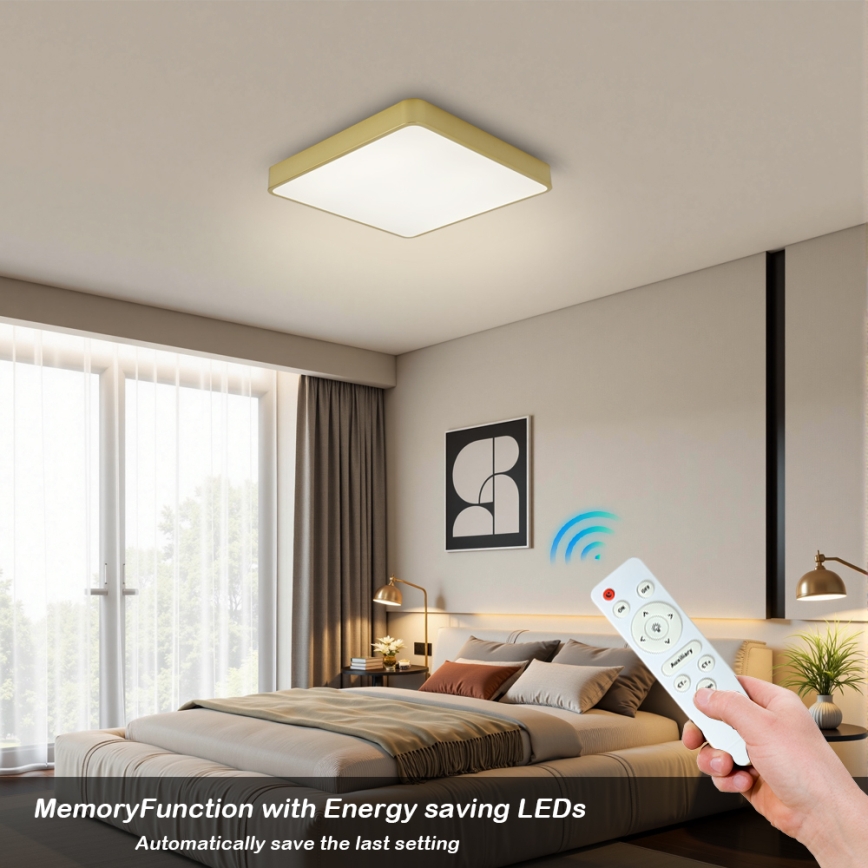 Brilagi - LED Stmievateľné stropné svietidlo POOL SQUARE LED/36W/230V 3000-6000K 40x40 cm zlatá + diaľkové ovládanie