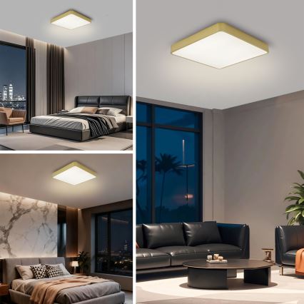 Brilagi - LED Stmievateľné stropné svietidlo POOL SQUARE LED/36W/230V 3000-6000K 40x40 cm zlatá + diaľkové ovládanie