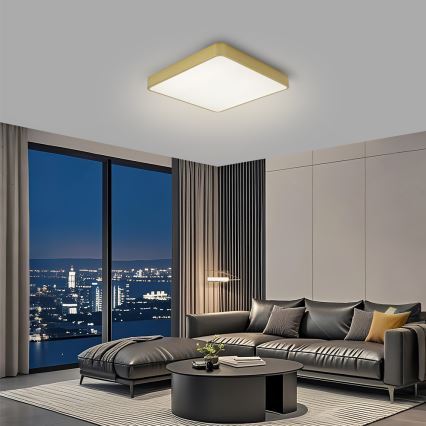 Brilagi - LED Stmievateľné stropné svietidlo POOL SQUARE LED/36W/230V 3000-6000K 40x40 cm zlatá + diaľkové ovládanie