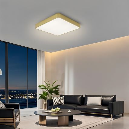 Brilagi - LED Stmievateľné stropné svietidlo POOL SQUARE LED/36W/230V 3000-6000K 40x40 cm zlatá + diaľkové ovládanie