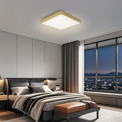 Brilagi - LED Stmievateľné stropné svietidlo POOL SQUARE LED/36W/230V 3000-6000K 40x40 cm zlatá + diaľkové ovládanie