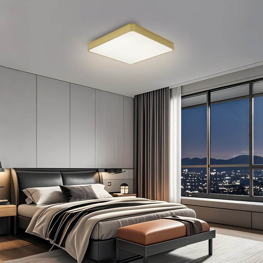 Brilagi - LED Stmievateľné stropné svietidlo POOL SQUARE LED/36W/230V 3000-6000K 40x40 cm zlatá + diaľkové ovládanie