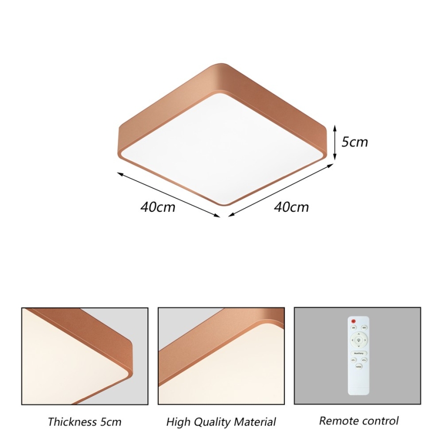 Brilagi - LED stmievateľné stropné svietidlo POOL SQUARE LED/36W/230V 3000-6000K 40x40 cm bronzové + diaľkové ovládanie