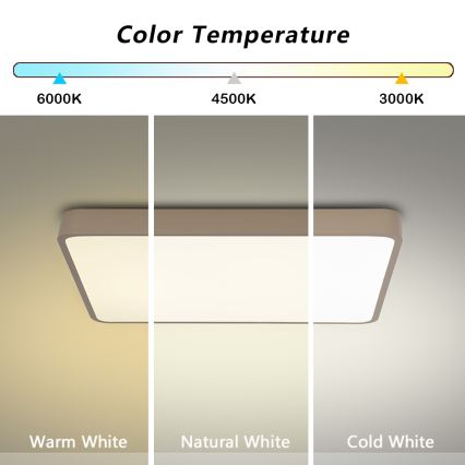 Brilagi - LED stmievateľné stropné svietidlo POOL SQUARE LED/48W/230V 3000-6000K 50x50 cm béžové + diaľkové ovládanie