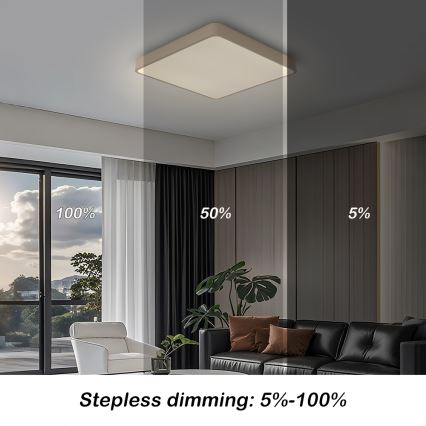 Brilagi - LED stmievateľné stropné svietidlo POOL SQUARE LED/48W/230V 3000-6000K 50x50 cm béžové + diaľkové ovládanie