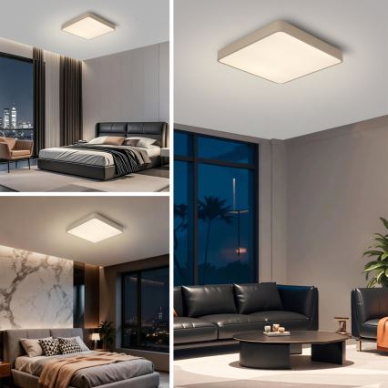 Brilagi - LED stmievateľné stropné svietidlo POOL SQUARE LED/48W/230V 3000-6000K 50x50 cm béžové + diaľkové ovládanie