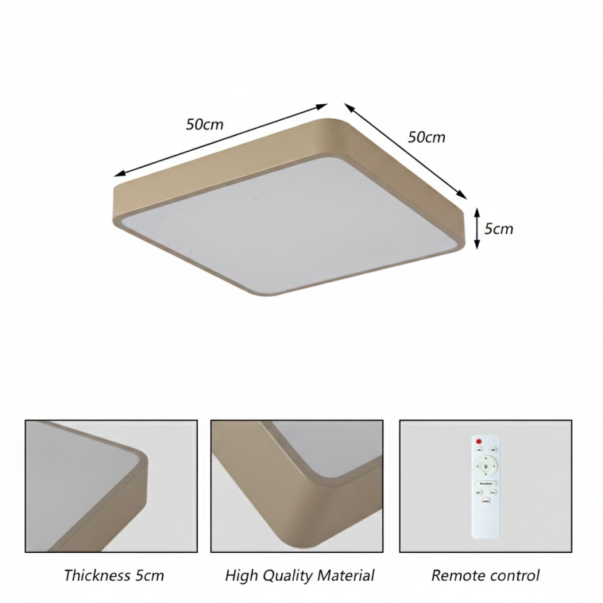Brilagi - LED stmievateľné stropné svietidlo POOL SQUARE LED/48W/230V 3000-6000K 50x50 cm béžové + diaľkové ovládanie