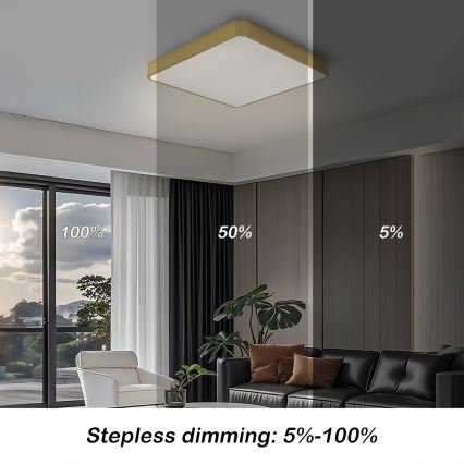 BRILAGI - Stmievateľné LED stropné svietidlo POOL SQUARE LED/48W/230V 3000-6000K 50x50 cm zlaté + diaľkové ovládanie
