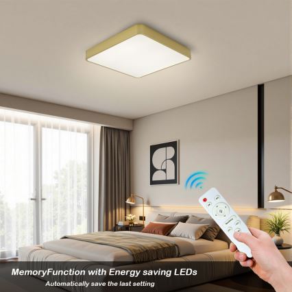 BRILAGI - Stmievateľné LED stropné svietidlo POOL SQUARE LED/48W/230V 3000-6000K 50x50 cm zlaté + diaľkové ovládanie