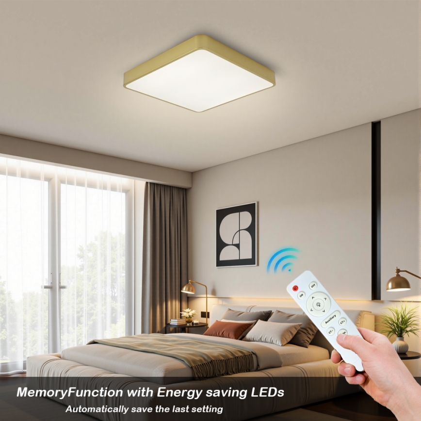 BRILAGI - Stmievateľné LED stropné svietidlo POOL SQUARE LED/48W/230V 3000-6000K 50x50 cm zlaté + diaľkové ovládanie