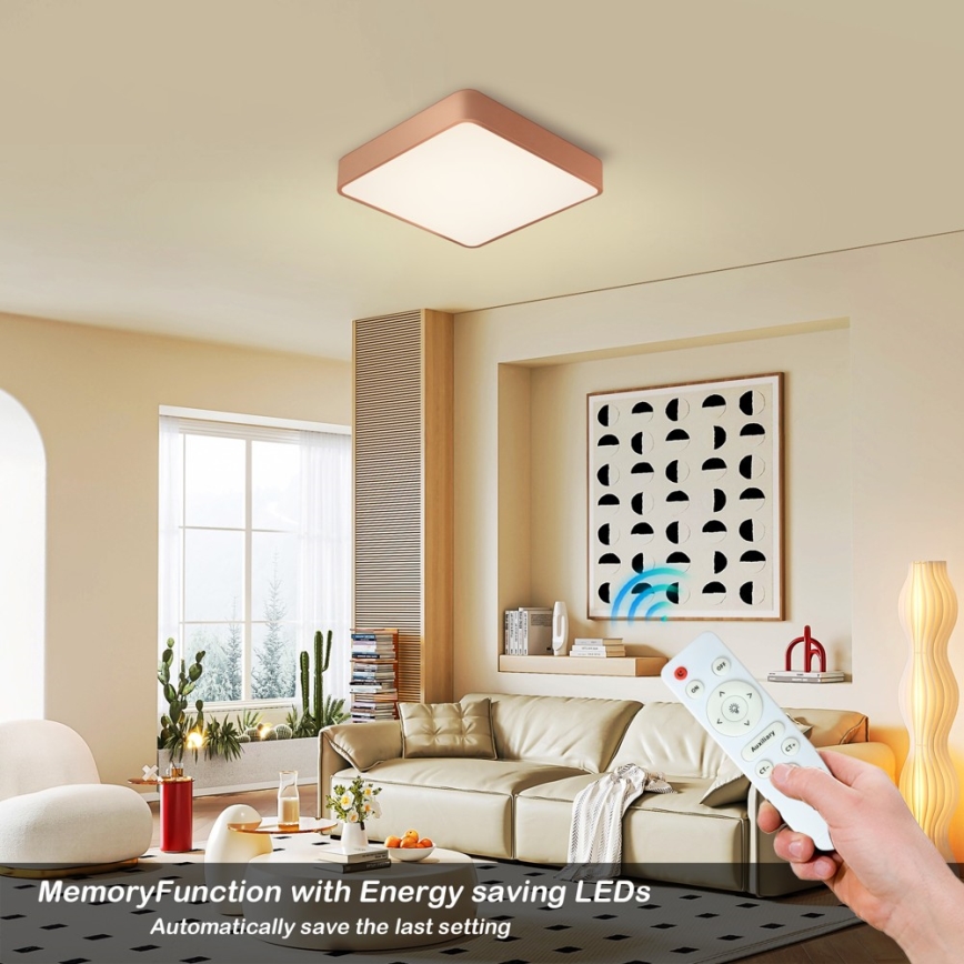 BRILAGI - LED stmievateľné stropné svietidlo POOL SQUARE LED/48W/230V 3000-6000K 50x50 cm bronzové + diaľkové ovládanie