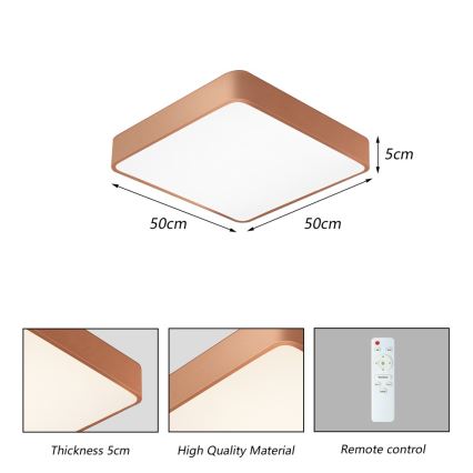 BRILAGI - LED stmievateľné stropné svietidlo POOL SQUARE LED/48W/230V 3000-6000K 50x50 cm bronzové + diaľkové ovládanie
