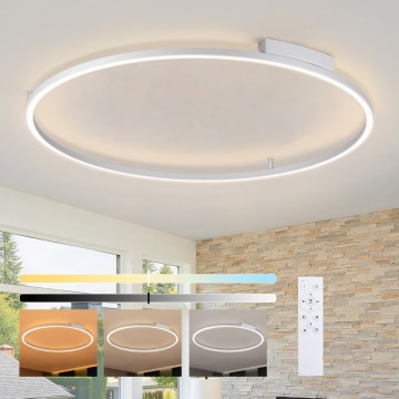 Brilagi - LED stmievateľné stropné svietidlo PORTOFINO LED/85W/230V 3000-6000K pr. 120 cm strieborné + diaľkové ovládanie