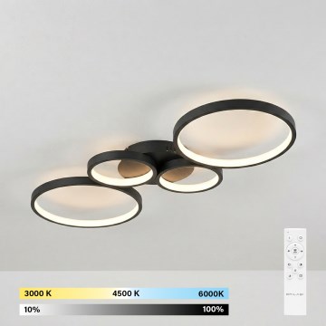 Brilagi - LED stmievateľné stropné svietidlo RINGO LED/34W/230V 3000-6000K 28x78 cm čierna + diaľkové ovládanie