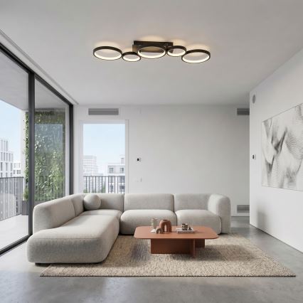 Brilagi - LED stmievateľné stropné svietidlo RINGO LED/34W/230V 3000-6000K 28x84 cm čierna + diaľkové ovládanie