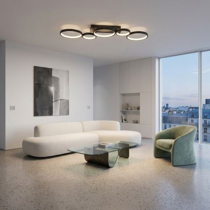 Brilagi - LED stmievateľné stropné svietidlo RINGO LED/34W/230V 3000-6000K 28x84 cm čierna + diaľkové ovládanie