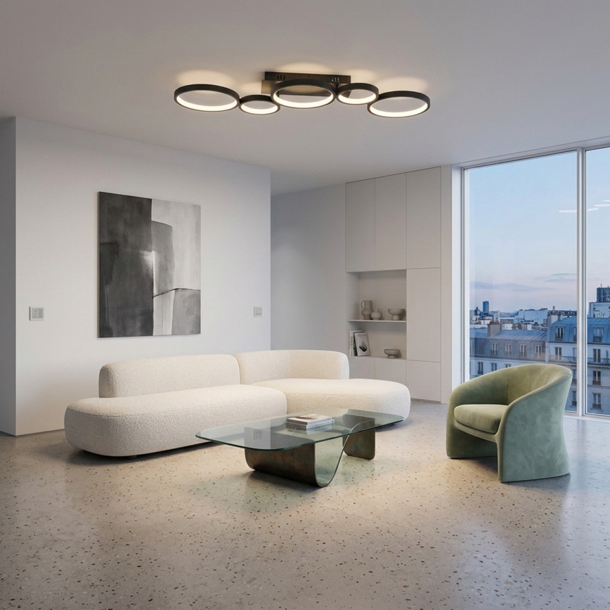 Brilagi - LED stmievateľné stropné svietidlo RINGO LED/34W/230V 3000-6000K 28x84 cm čierna + diaľkové ovládanie