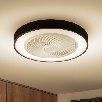 Brilagi - LED Stmievateľné stropné svietidlo s ventilátorom LED/30W/230V 3000-6500K pr. 50 cm čierna + diaľkové ovládanie
