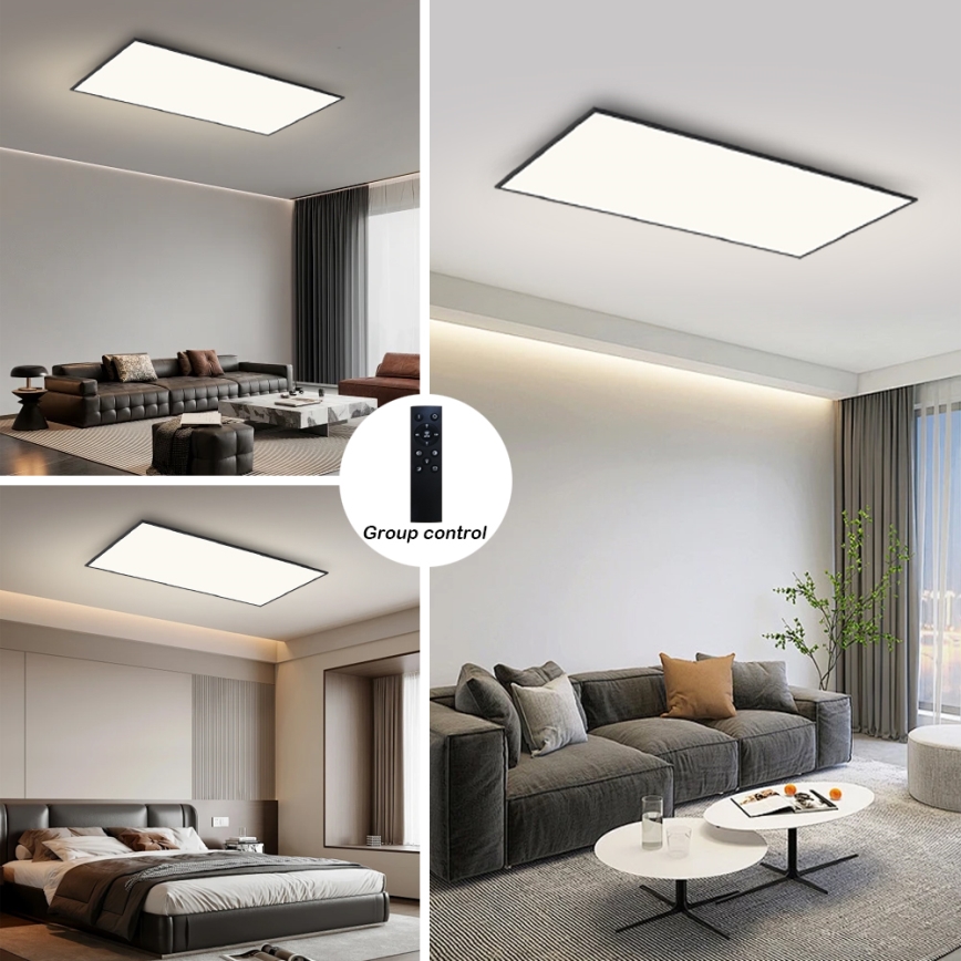 Brilagi - LED stmievateľné stropné svietidlo SLIMFRAME LED/80W/230V 120x60 cm 3000-6000K čierne + diaľkové ovládanie