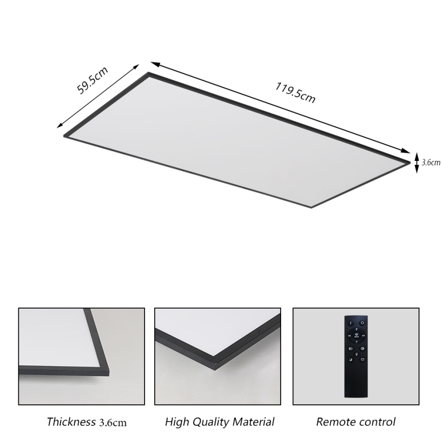 Brilagi - LED stmievateľné stropné svietidlo SLIMFRAME LED/80W/230V 120x60 cm 3000-6000K čierne + diaľkové ovládanie