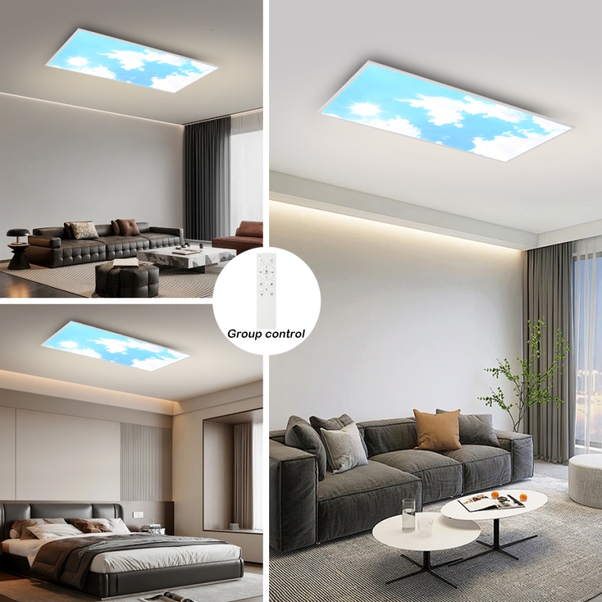 Brilagi - LED stmievateľné stropné svietidlo SLIMFRAME SKY LED/80W/230V 120x60 cm 3000-6000K strieborná/modrá + diaľkové ovládanie
