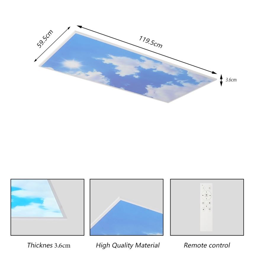 Brilagi - LED stmievateľné stropné svietidlo SLIMFRAME SKY LED/80W/230V 120x60 cm 3000-6000K strieborná/modrá + diaľkové ovládanie