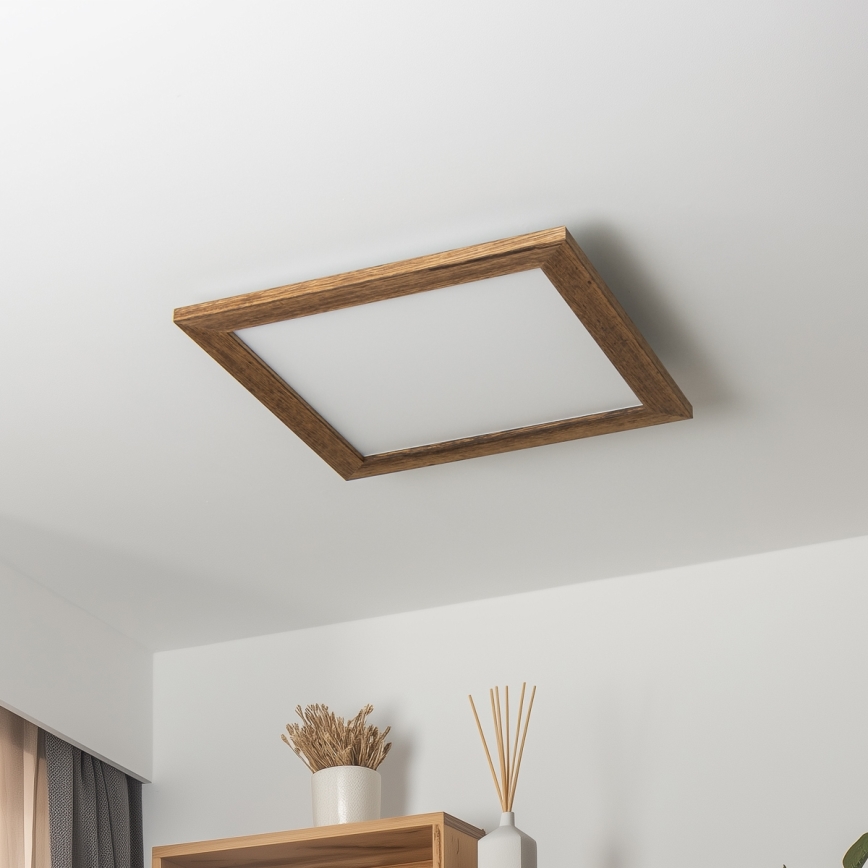 Brilagi - LED Stmievateľné stropné svietidlo SLIMFRAME WOOD LED/36W/230V 49,5x49,5 cm 3000-6000K hnedá + diaľkové ovládanie