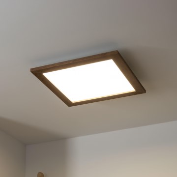 Brilagi - LED Stmievateľné stropné svietidlo SLIMFRAME WOOD LED/36W/230V 49,5x49,5 cm 3000–6000K tmavohnedé + diaľkové ovládanie