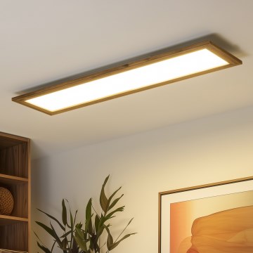 Brilagi - LED Stmievateľné stropné svietidlo SLIMFRAME WOOD LED/58W/230V 124x33,7 cm 3000-6000K hnedá + diaľkové ovládanie