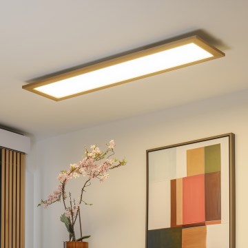 Brilagi - LED stmievateľné stropné svietidlo SLIMFRAME WOOD LED/58W/230V 124x34 cm 3000-6000K hnedé + diaľkové ovládanie