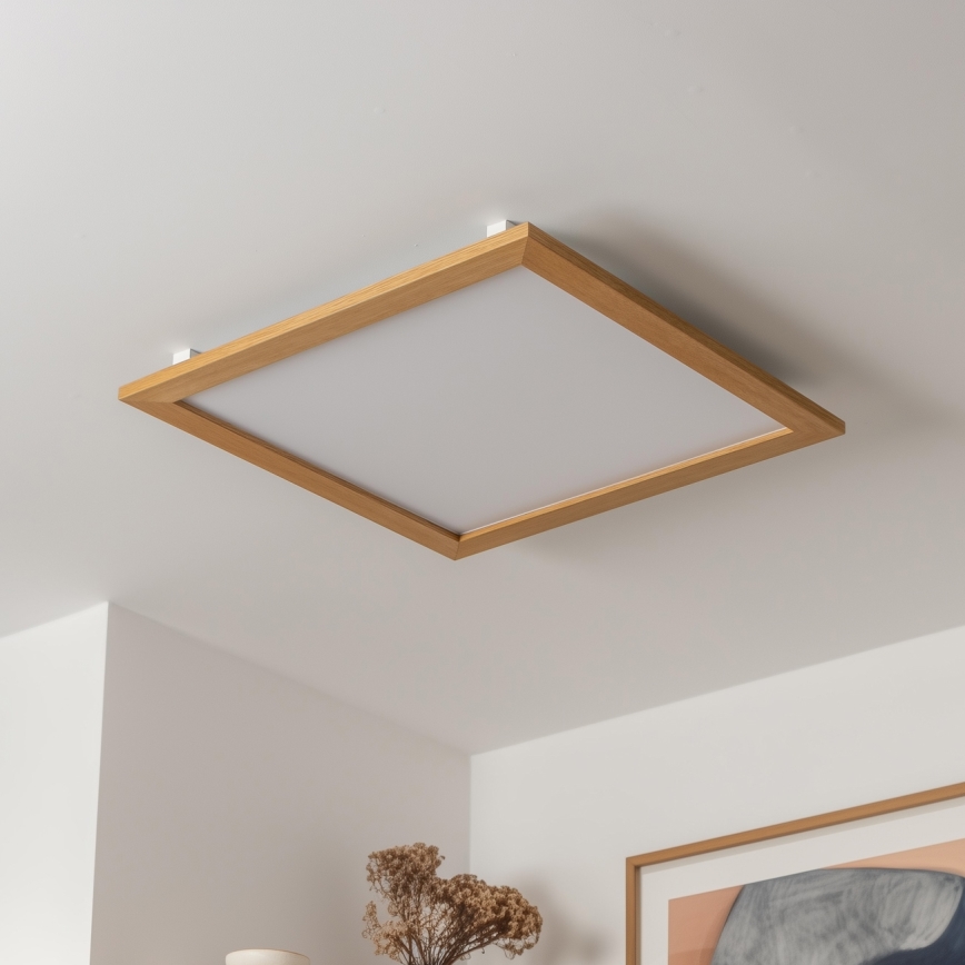 Brilagi - LED Stmievateľné stropné svietidlo SLIMFRAME WOOD LED/58W/230V 64x64 cm 3000-6000K hnedá + diaľkové ovládanie