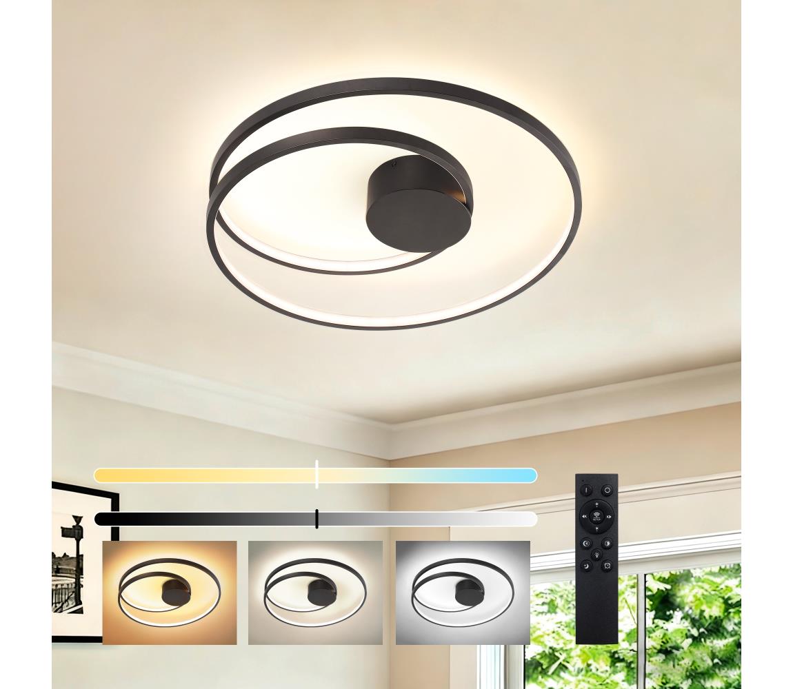 Brilagi- LED stmievateľné stropné svietidlo TWISTER LED/48W/230V pr. 50 cm čierna + diaľkové ovládanie BRI488
