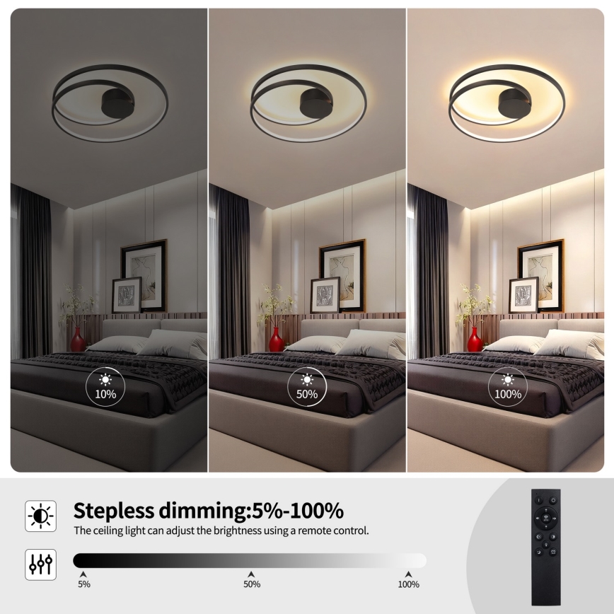 Brilagi - LED stmievateľné stropné svietidlo TWISTER LED/48W/230V 3000-6000K pr. 50 cm čierne + diaľkové ovládanie