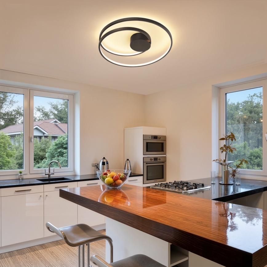 Brilagi - LED stmievateľné stropné svietidlo TWISTER LED/48W/230V 3000-6000K pr. 50 cm čierne + diaľkové ovládanie