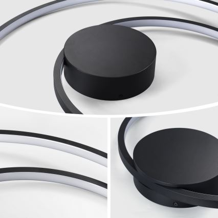 Brilagi - LED stmievateľné stropné svietidlo TWISTER LED/48W/230V 3000-6000K pr. 50 cm čierne + diaľkové ovládanie