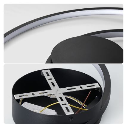 Brilagi - LED stmievateľné stropné svietidlo TWISTER LED/48W/230V 3000-6000K pr. 50 cm čierne + diaľkové ovládanie