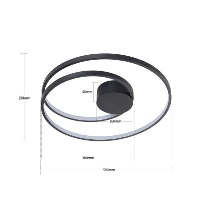 Brilagi - LED stmievateľné stropné svietidlo TWISTER LED/48W/230V 3000-6000K pr. 50 cm čierne + diaľkové ovládanie