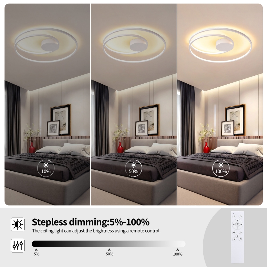 Brilagi - LED Stmievateľné stropné svietidlo TWISTER LED/75W/230V 3000-6000K pr. 70 cm biela + diaľkové ovládanie