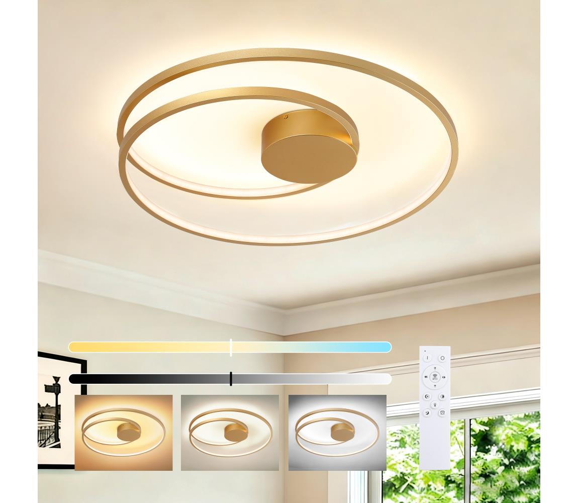 Brilagi- LED stmievateľné stropné svietidlo TWISTER LED/75W/230V pr. 70 cm zlaté + diaľkové ovládanie BRI495
